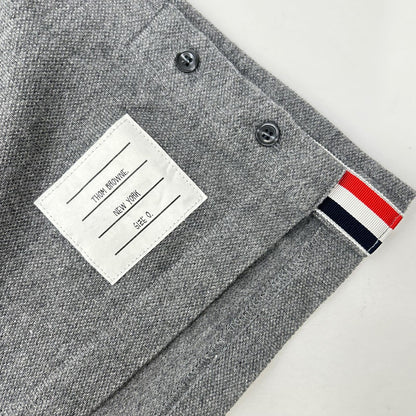 THOM BROWNE トムブラウン グレー トリコロール ロングスリーブ ポロシャツ トップス