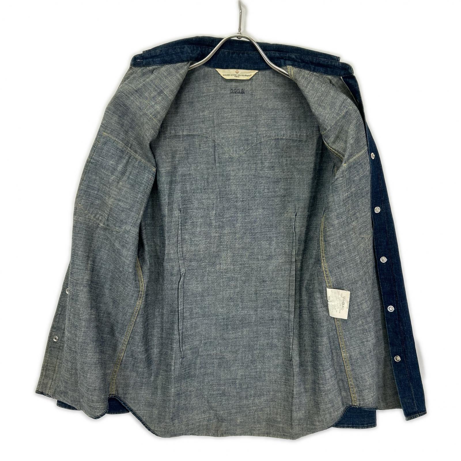 GOLDEN GOOSE ゴールデングース G23D021 インディゴ ボタンダウンカラー デニムシャツ トップス
