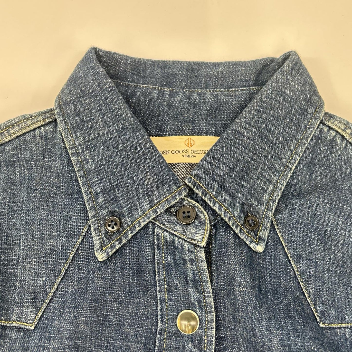 GOLDEN GOOSE ゴールデングース G23D021 インディゴ ボタンダウンカラー デニムシャツ トップス