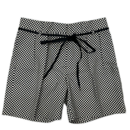 DRIES VAN NOTEN ドリスヴァンノッテン ブラック×ホワイト チェッカーフラッグ シルクショートパンツ ボトムス