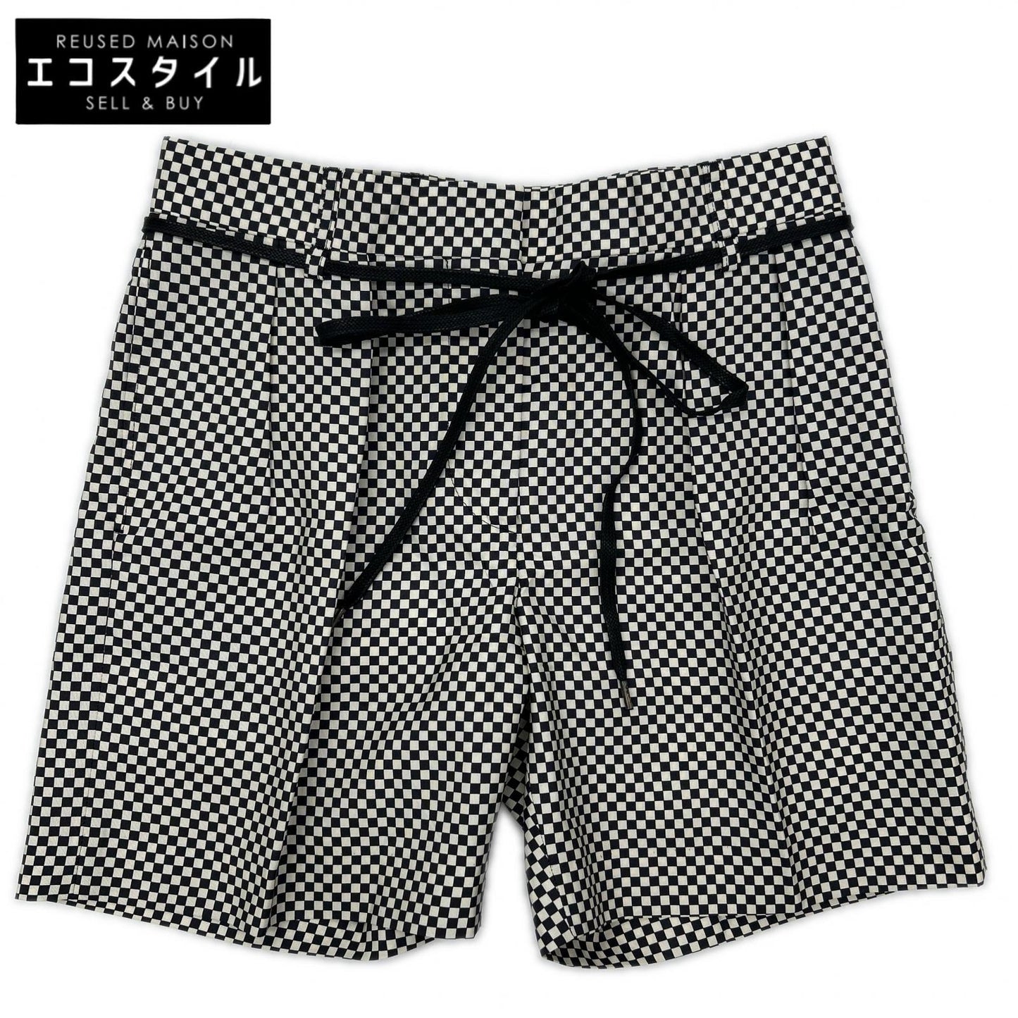 DRIES VAN NOTEN ドリスヴァンノッテン ブラック×ホワイト チェッカーフラッグ シルクショートパンツ ボトムス