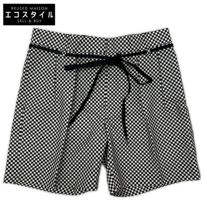DRIES VAN NOTEN ドリスヴァンノッテン ブラック×ホワイト チェッカーフラッグ シルクショートパンツ ボトムス