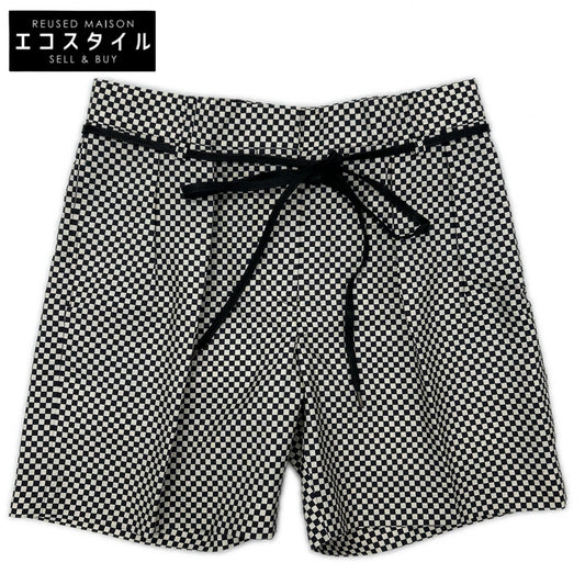DRIES VAN NOTEN ドリスヴァンノッテン ブラック×ホワイト チェッカーフラッグ シルクショートパンツ ボトムス