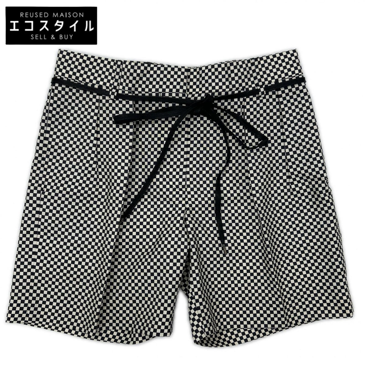 DRIES VAN NOTEN Dries Van Noten Black and White Checkerboard Silk Shorts Bottoms