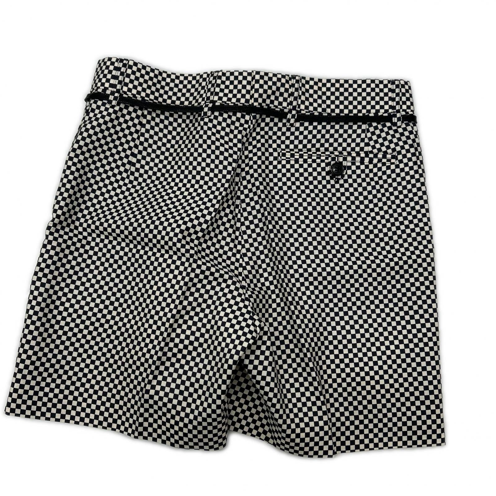 DRIES VAN NOTEN ドリスヴァンノッテン ブラック×ホワイト チェッカーフラッグ シルクショートパンツ ボトムス