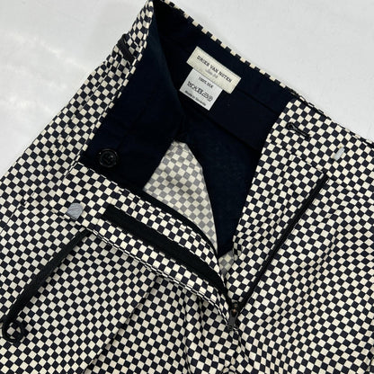 DRIES VAN NOTEN ドリスヴァンノッテン ブラック×ホワイト チェッカーフラッグ シルクショートパンツ ボトムス