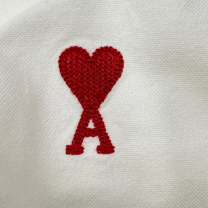 AMI Alexandre Mattiussi アミアレクサンドルマテュッシ ホワイト ハート刺繍 ボタンダウン ロングスリーブシャツ トップス