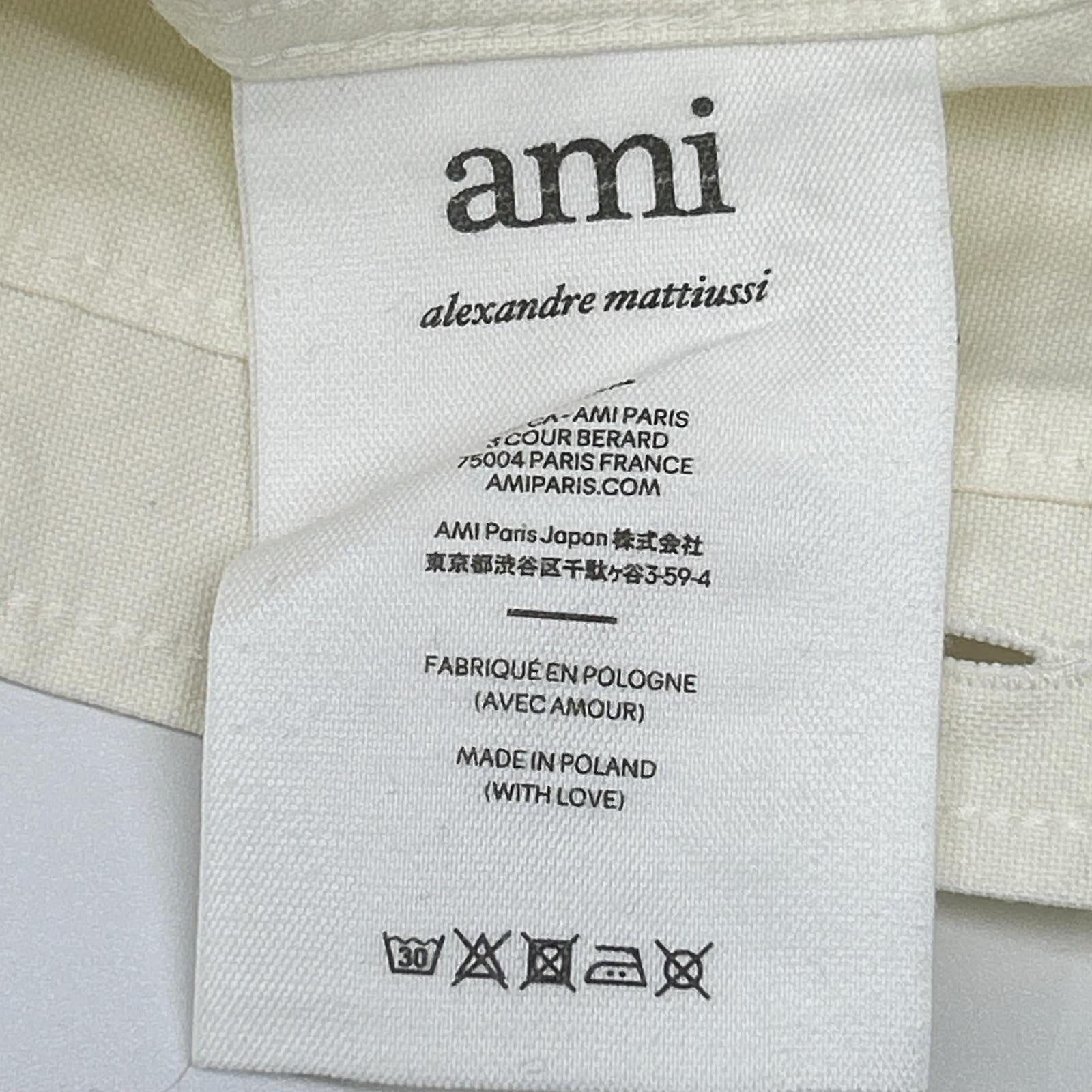 AMI Alexandre Mattiussi アミアレクサンドルマテュッシ ホワイト ハート刺繍 ボタンダウン ロングスリーブシャツ トップス
