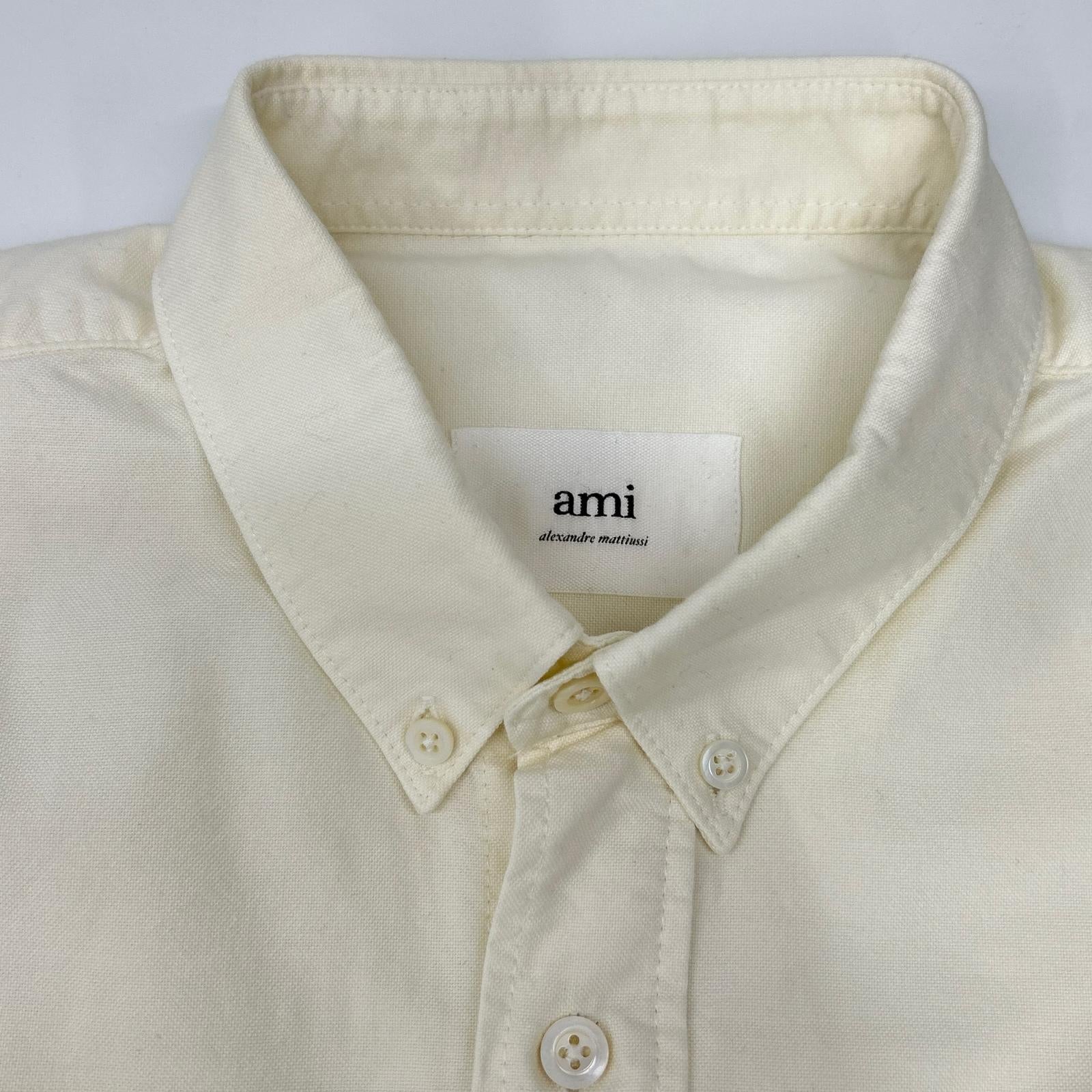 AMI Alexandre Mattiussi アミアレクサンドルマテュッシ ホワイト ハート刺繍 ボタンダウン ロングスリーブシャツ トップス