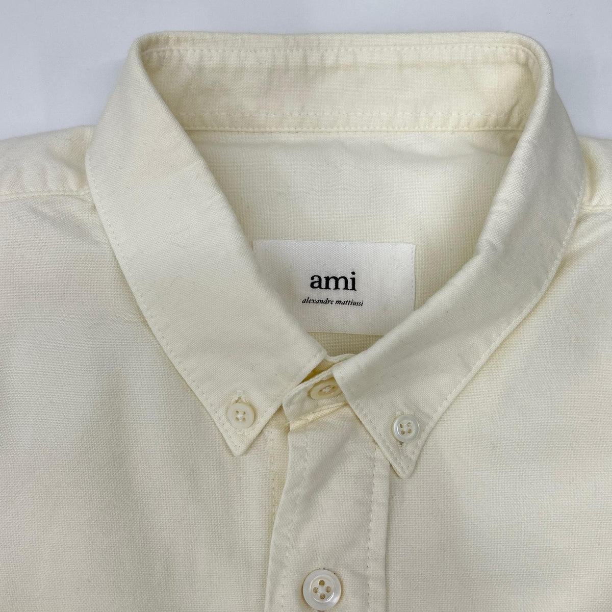 AMI Alexandre Mattiussi アミアレクサンドルマテュッシ ホワイト ハート刺繍 ボタンダウン ロングスリーブシャツ トップス
