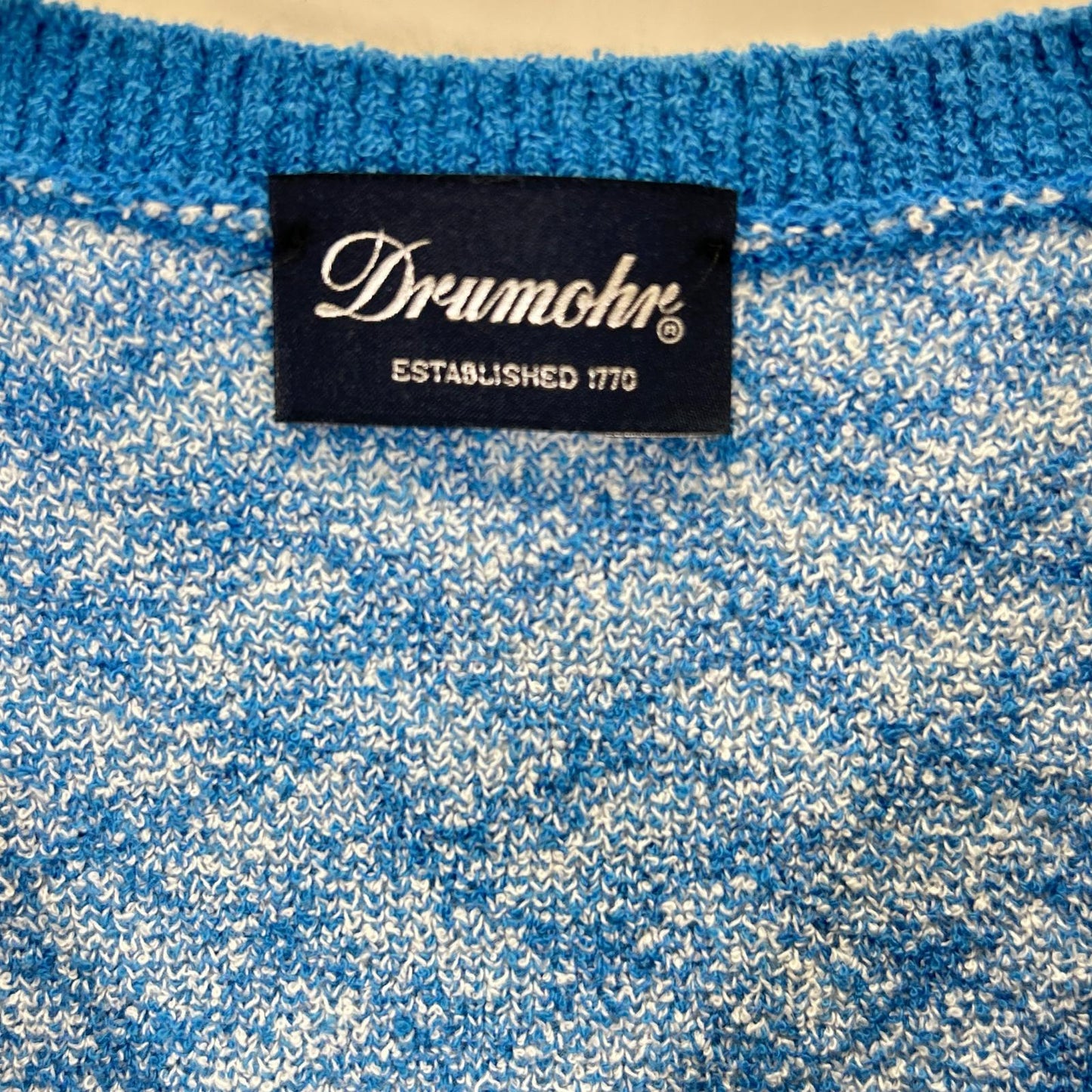 Drumohr ドルモア ブルー×ホワイト 総柄 Vネック ニットベスト ベスト