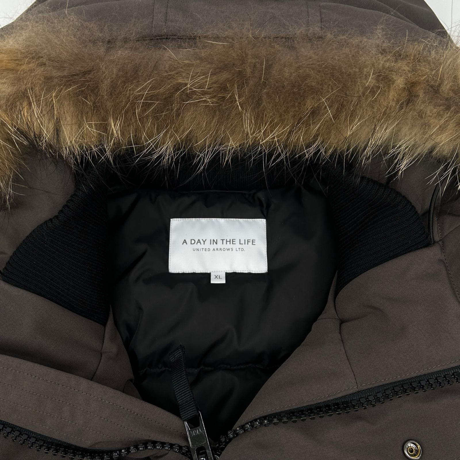 a day in the life UNITED ARROWS アデイインザライフ ユナイテッドアローズ ブラウン フェイクファー フルジップ ボタンダウンコート コート
