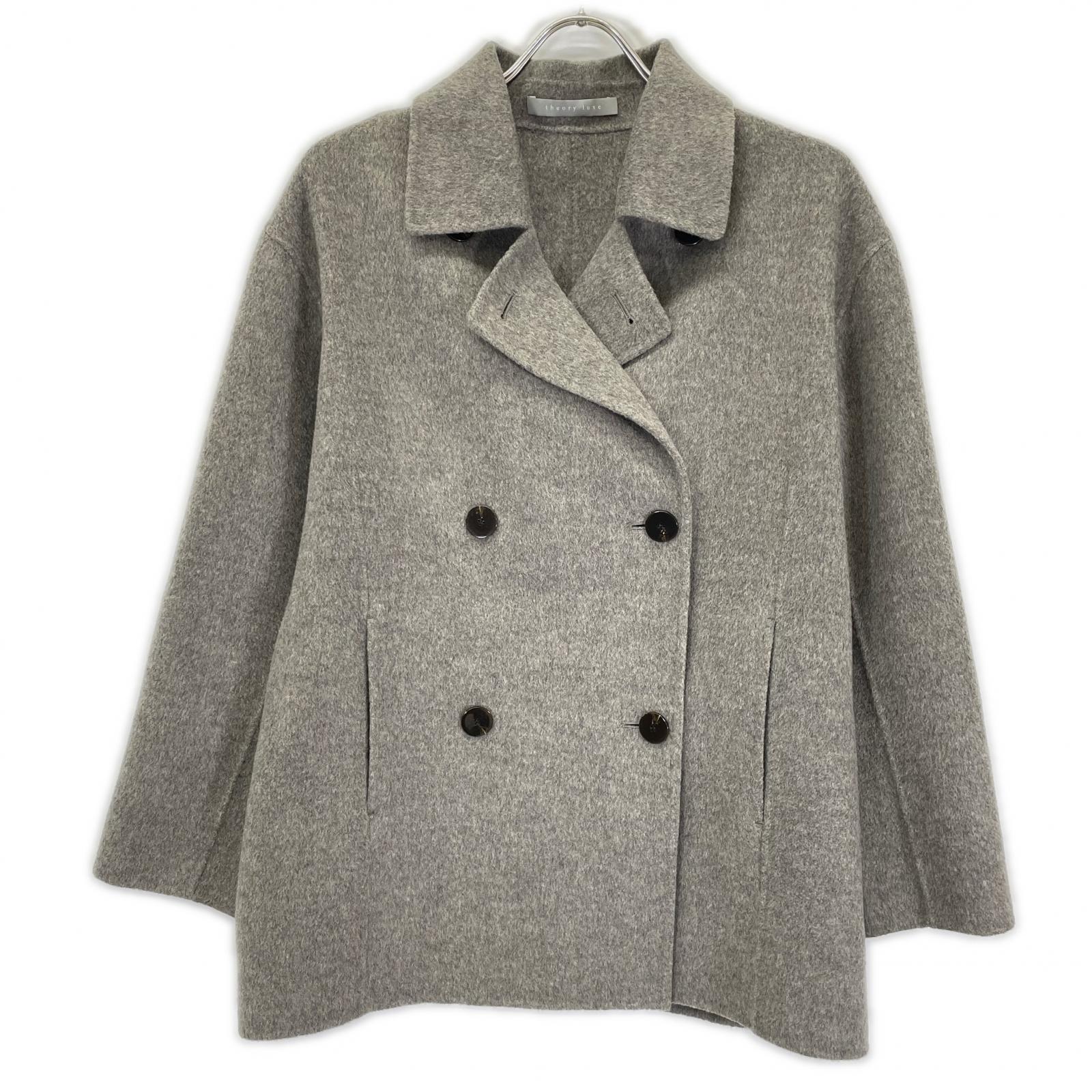 theory luxe セオリーリュクス グレー ウールカシミヤ New Motion Breton ダブルブレストコート コート