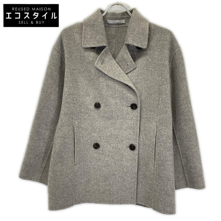 theory luxe セオリーリュクス グレー ウールカシミヤ New Motion Breton ダブルブレストコート コート