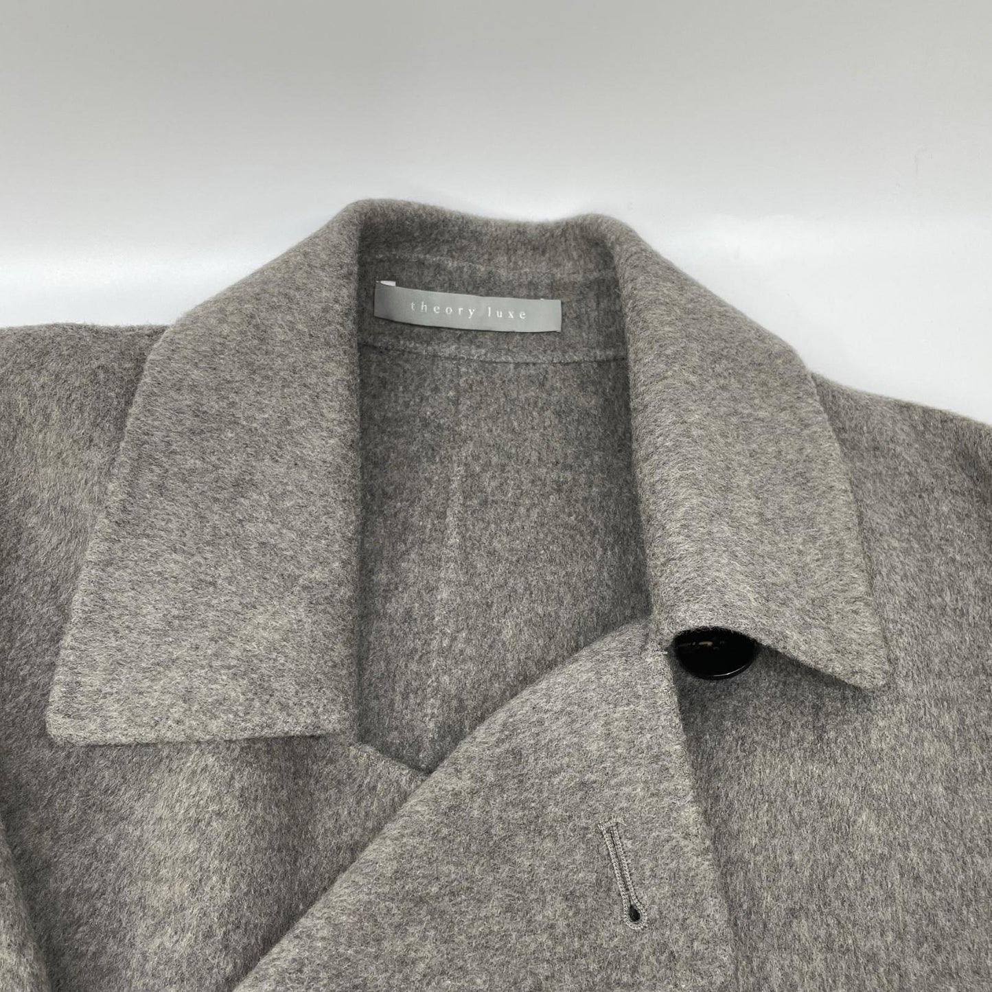 theory luxe セオリーリュクス グレー ウールカシミヤ New Motion Breton ダブルブレストコート コート