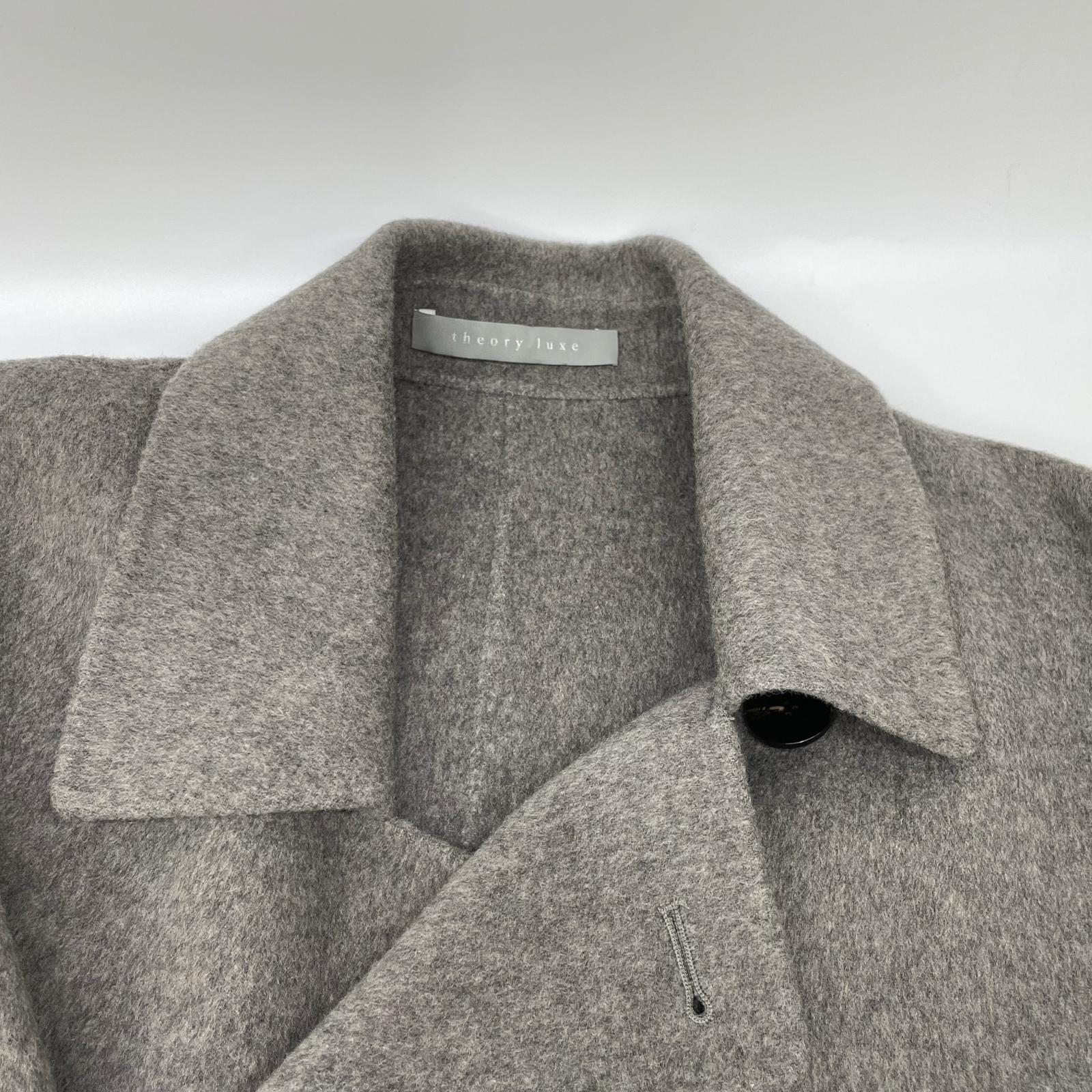 theory luxe セオリーリュクス グレー ウールカシミヤ New Motion Breton ダブルブレストコート コート