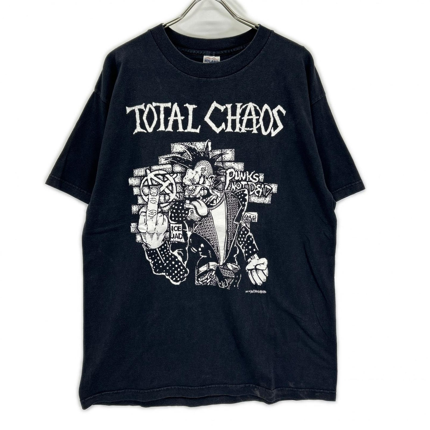 VINTAGE ヴィンテージ 【TOTAL CHAOS】00s　ブラック×ホワイト パンクプリント バンドTシャツ トップス