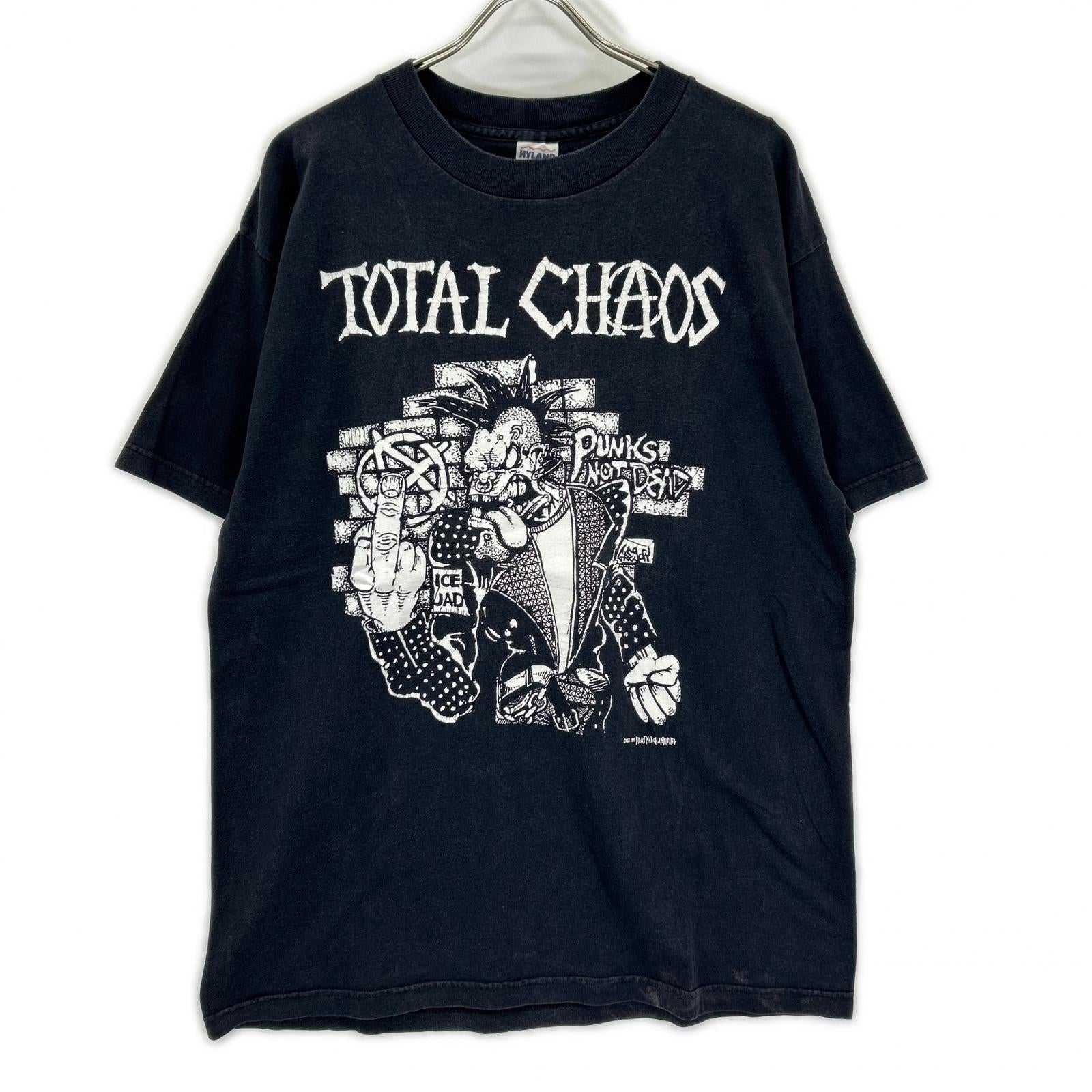 VINTAGE ヴィンテージ 【TOTAL CHAOS】00s　ブラック×ホワイト パンクプリント バンドTシャツ トップス