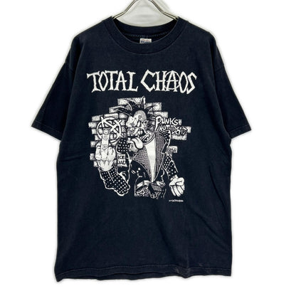 VINTAGE ヴィンテージ 【TOTAL CHAOS】00s　ブラック×ホワイト パンクプリント バンドTシャツ トップス