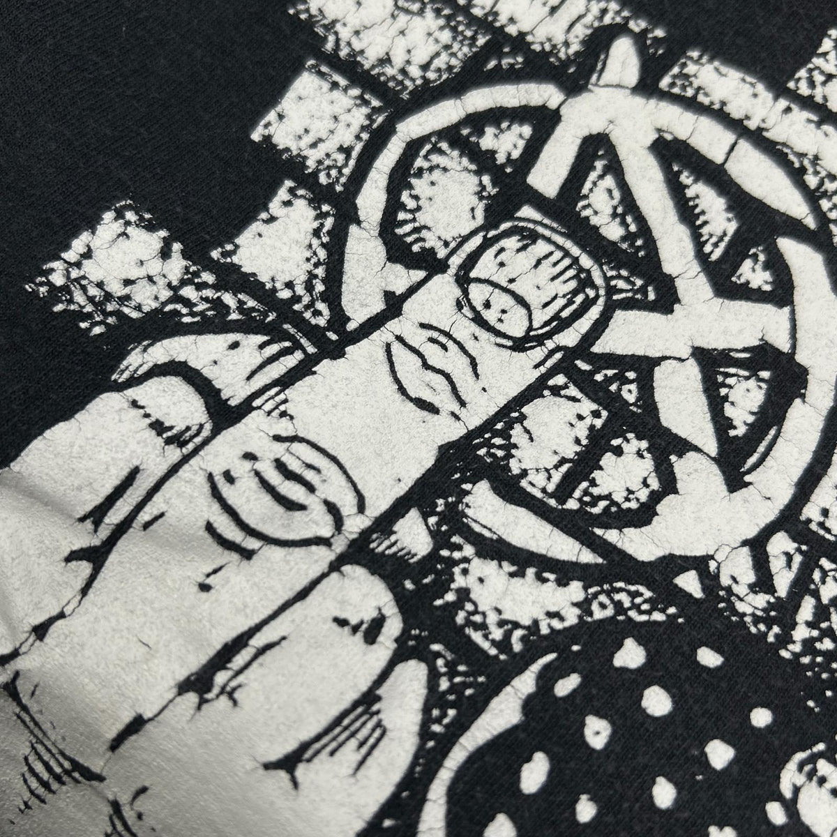 VINTAGE TOTAL CHAOS 00s Black × White Punk-Print Band T-Shirt Tops