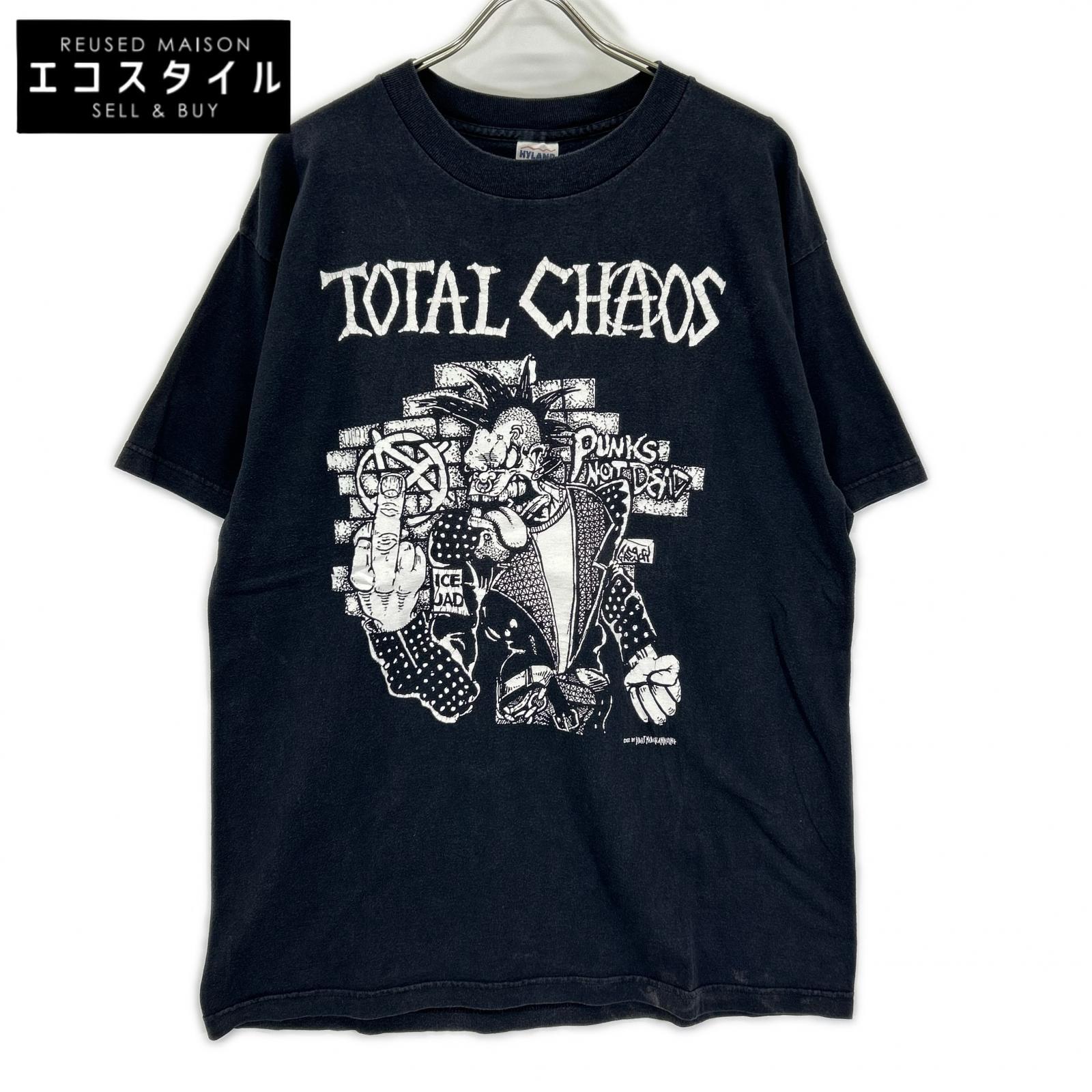 VINTAGE ヴィンテージ 【TOTAL CHAOS】00s　ブラック×ホワイト パンクプリント バンドTシャツ トップス