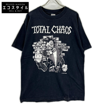 VINTAGE ヴィンテージ 【TOTAL CHAOS】00s　ブラック×ホワイト パンクプリント バンドTシャツ トップス