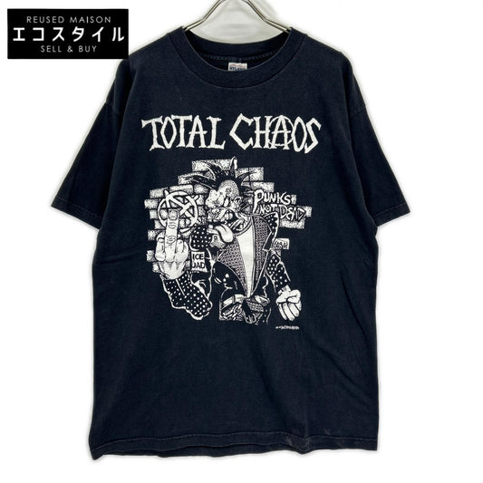 VINTAGE ヴィンテージ 【TOTAL CHAOS】00s　ブラック×ホワイト パンクプリント バンドTシャツ トップス