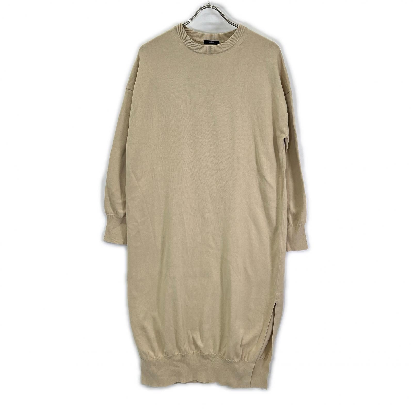 YLEVE YLEVE beige crew-neck knit dress