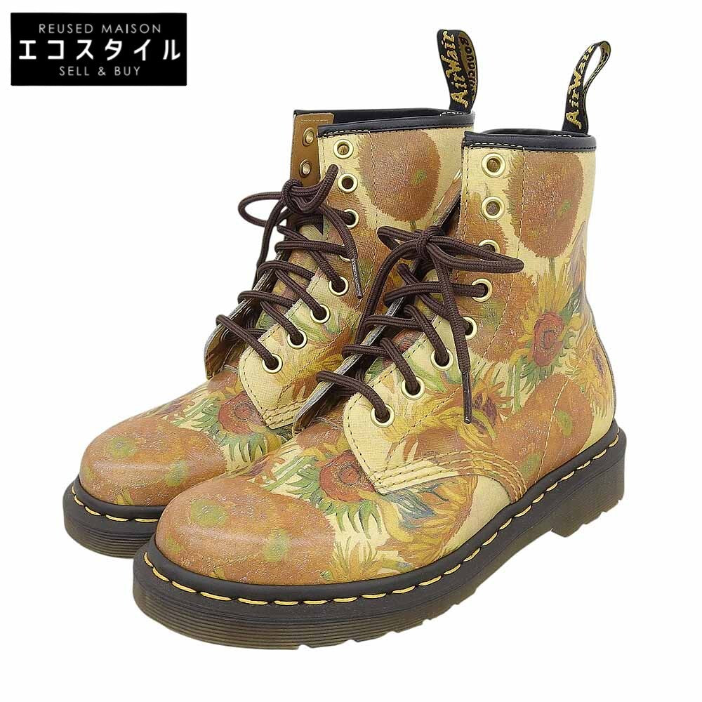 Dr.Martens ドクターマーチン 新品同様 ゴッホ ひまわり 1460 8ホールブーツ レディース イエロー UK 3 27928102 シューズ
