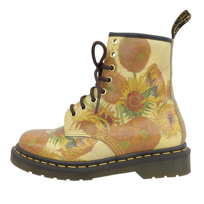 Dr.Martens ドクターマーチン 新品同様 ゴッホ ひまわり 1460 8ホールブーツ レディース イエロー UK 3 27928102 シューズ