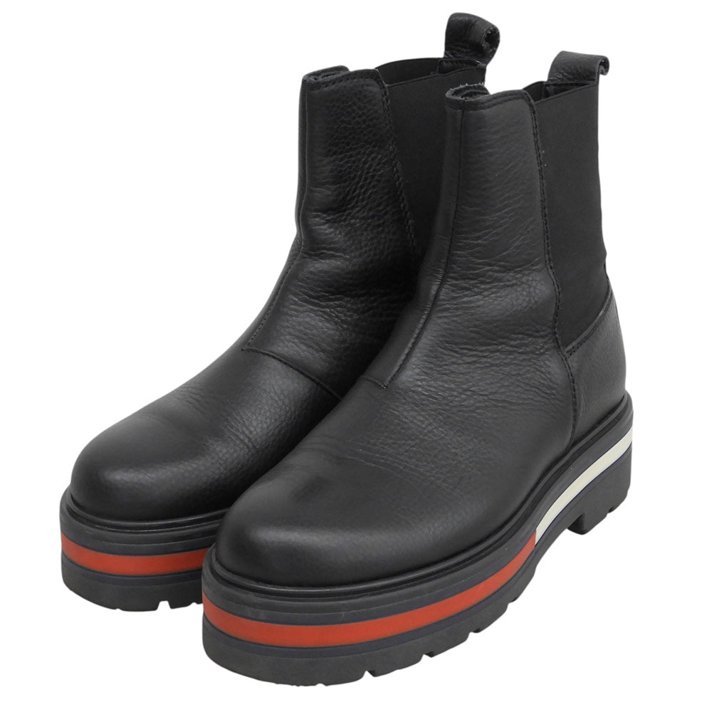 tommy jeans トミージーンズ Flag Outsole Chelsea Boot レザー シューズ レディース 黒 ブラック 36 EN0EN01069 シューズ