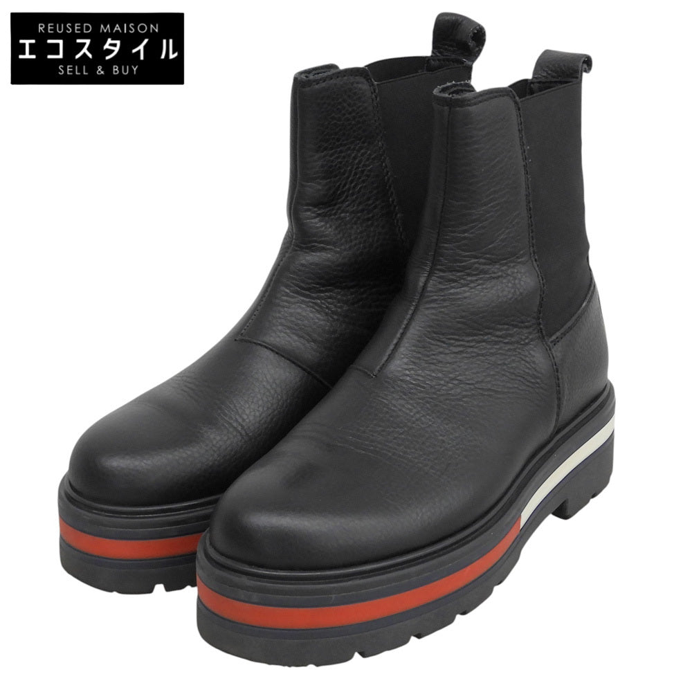 tommy jeans トミージーンズ Flag Outsole Chelsea Boot レザー シューズ レディース 黒 ブラック 36 EN0EN01069 シューズ