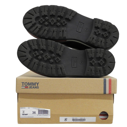 tommy jeans トミージーンズ Flag Outsole Chelsea Boot レザー シューズ レディース 黒 ブラック 36 EN0EN01069 シューズ
