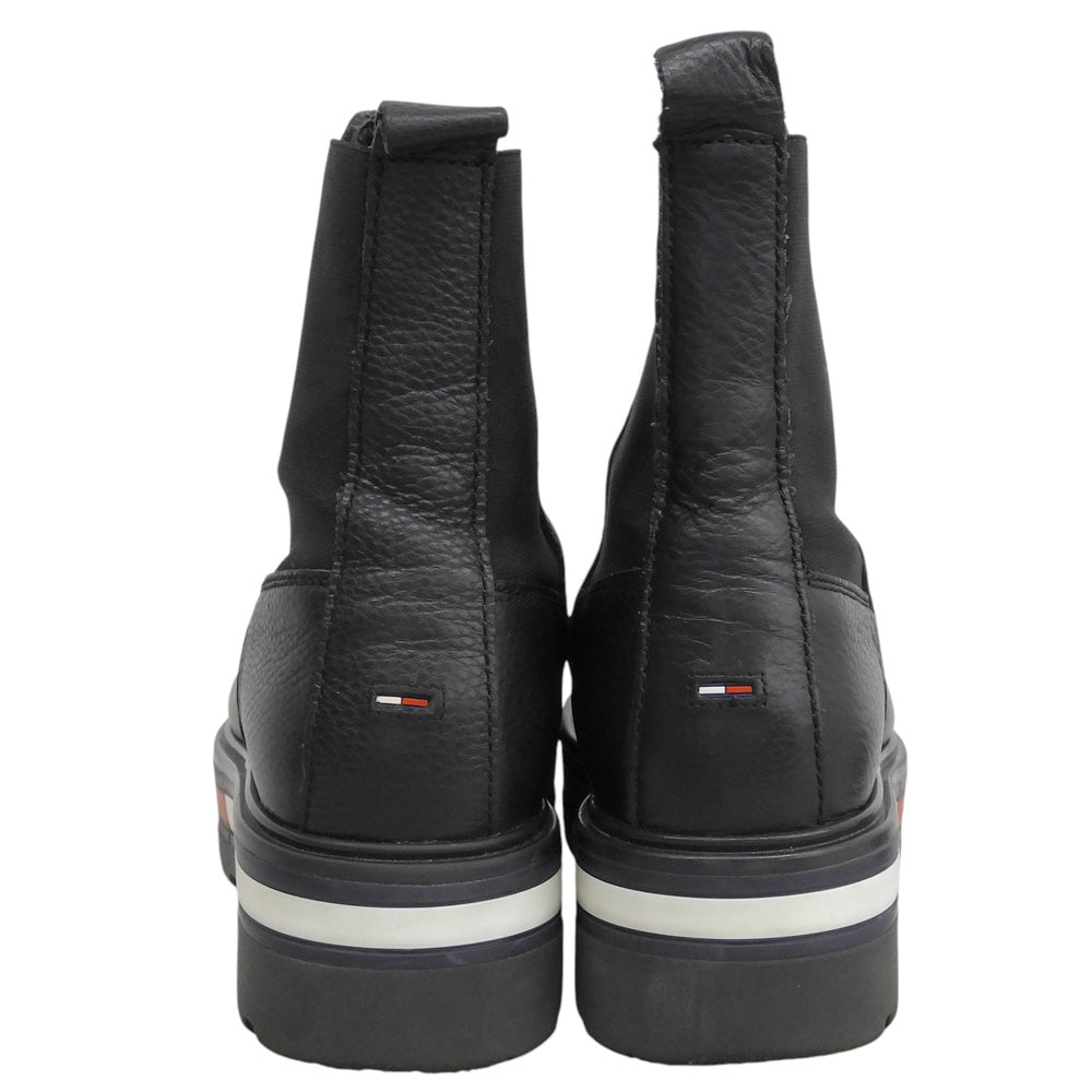 tommy jeans トミージーンズ Flag Outsole Chelsea Boot レザー シューズ レディース 黒 ブラック 36 EN0EN01069 シューズ