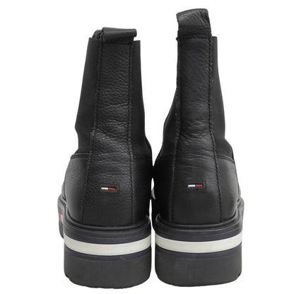 tommy jeans トミージーンズ Flag Outsole Chelsea Boot レザー シューズ レディース 黒 ブラック 36 EN0EN01069 シューズ