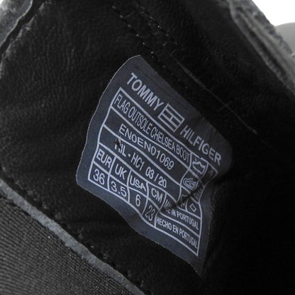 tommy jeans トミージーンズ Flag Outsole Chelsea Boot レザー シューズ レディース 黒 ブラック 36 EN0EN01069 シューズ