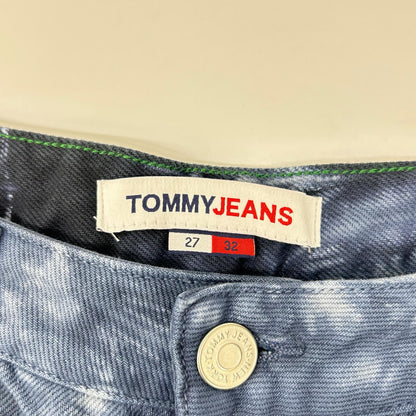 tommy jeans トミージーンズ ブルー 総柄 染め ローライズバギージーンズ ボトムス