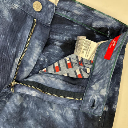 tommy jeans トミージーンズ ブルー 総柄 染め ローライズバギージーンズ ボトムス