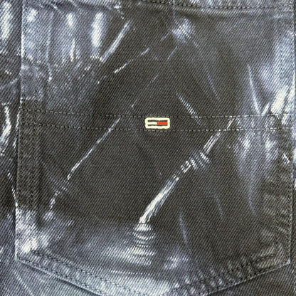 tommy jeans トミージーンズ ブルー 総柄 染め ローライズバギージーンズ ボトムス