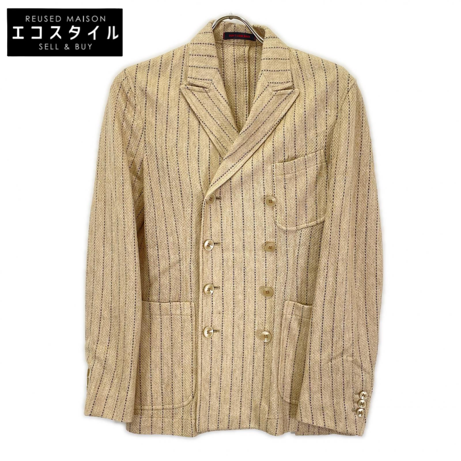 THE GIGI ザジジ M008/250 サンドベージュ リネン100 ZIGGY MI ストライプダブルブレストテーラードジャケット ジャケット