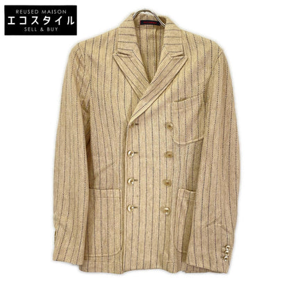 THE GIGI ザジジ M008/250 サンドベージュ リネン100 ZIGGY MI ストライプダブルブレストテーラードジャケット ジャケット