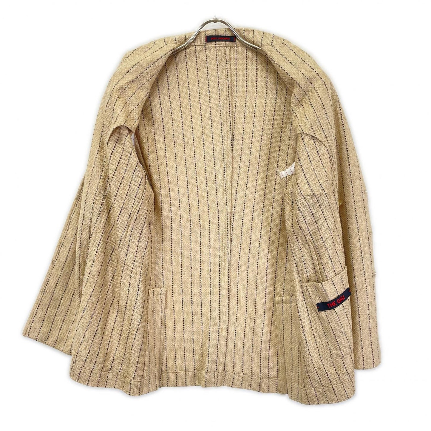 THE GIGI ザジジ M008/250 サンドベージュ リネン100 ZIGGY MI ストライプダブルブレストテーラードジャケット ジャケット