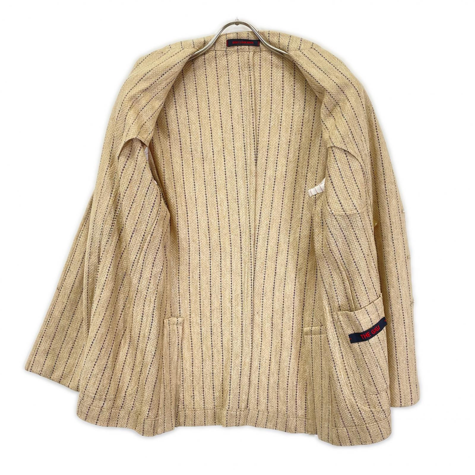 THE GIGI ザジジ M008/250 サンドベージュ リネン100 ZIGGY MI ストライプダブルブレストテーラードジャケット ジャケット