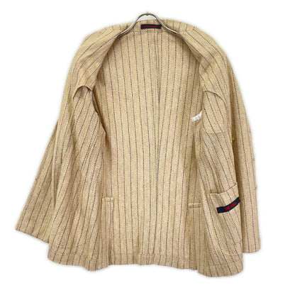 THE GIGI ザジジ M008/250 サンドベージュ リネン100 ZIGGY MI ストライプダブルブレストテーラードジャケット ジャケット