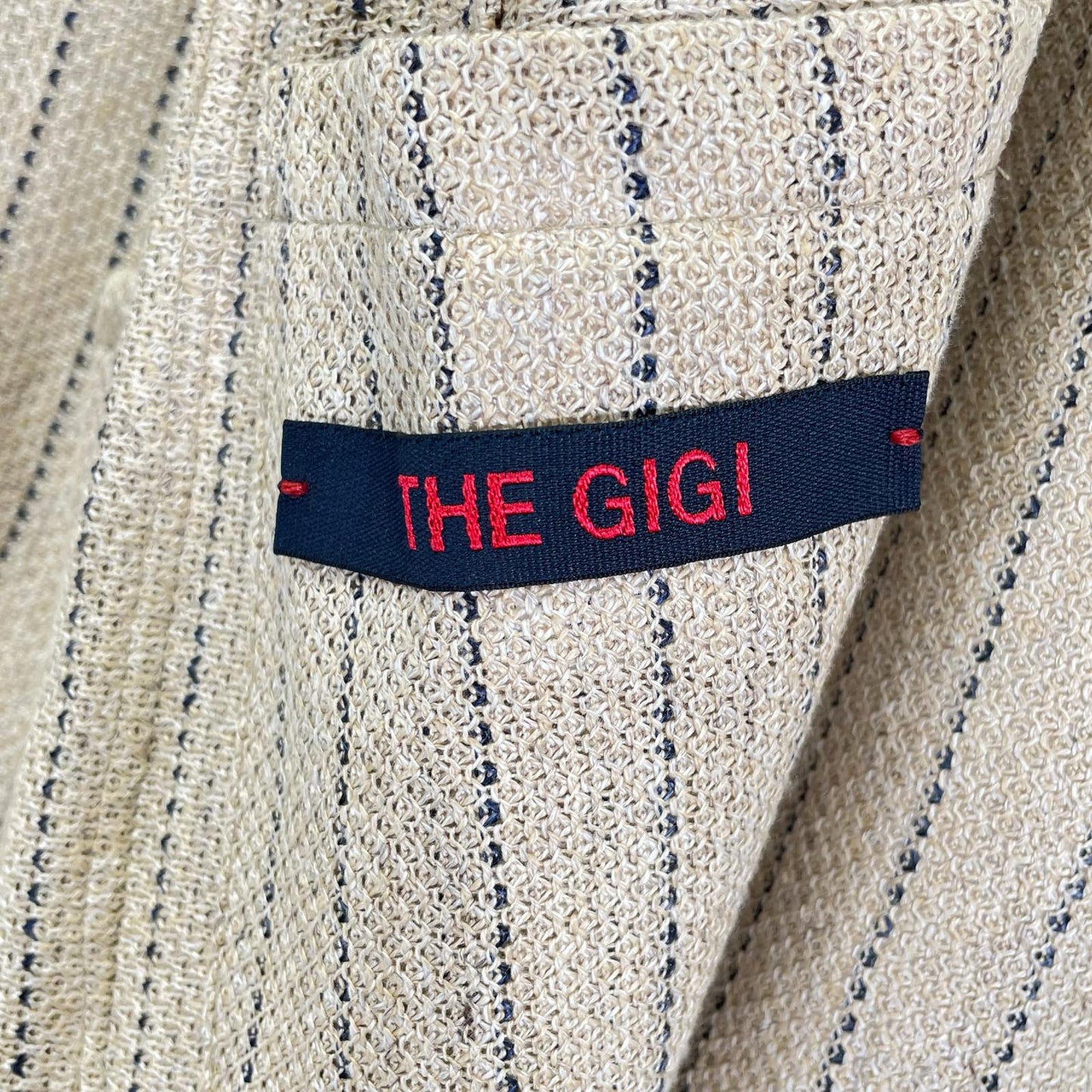 THE GIGI ザジジ M008/250 サンドベージュ リネン100 ZIGGY MI ストライプダブルブレストテーラードジャケット ジャケット