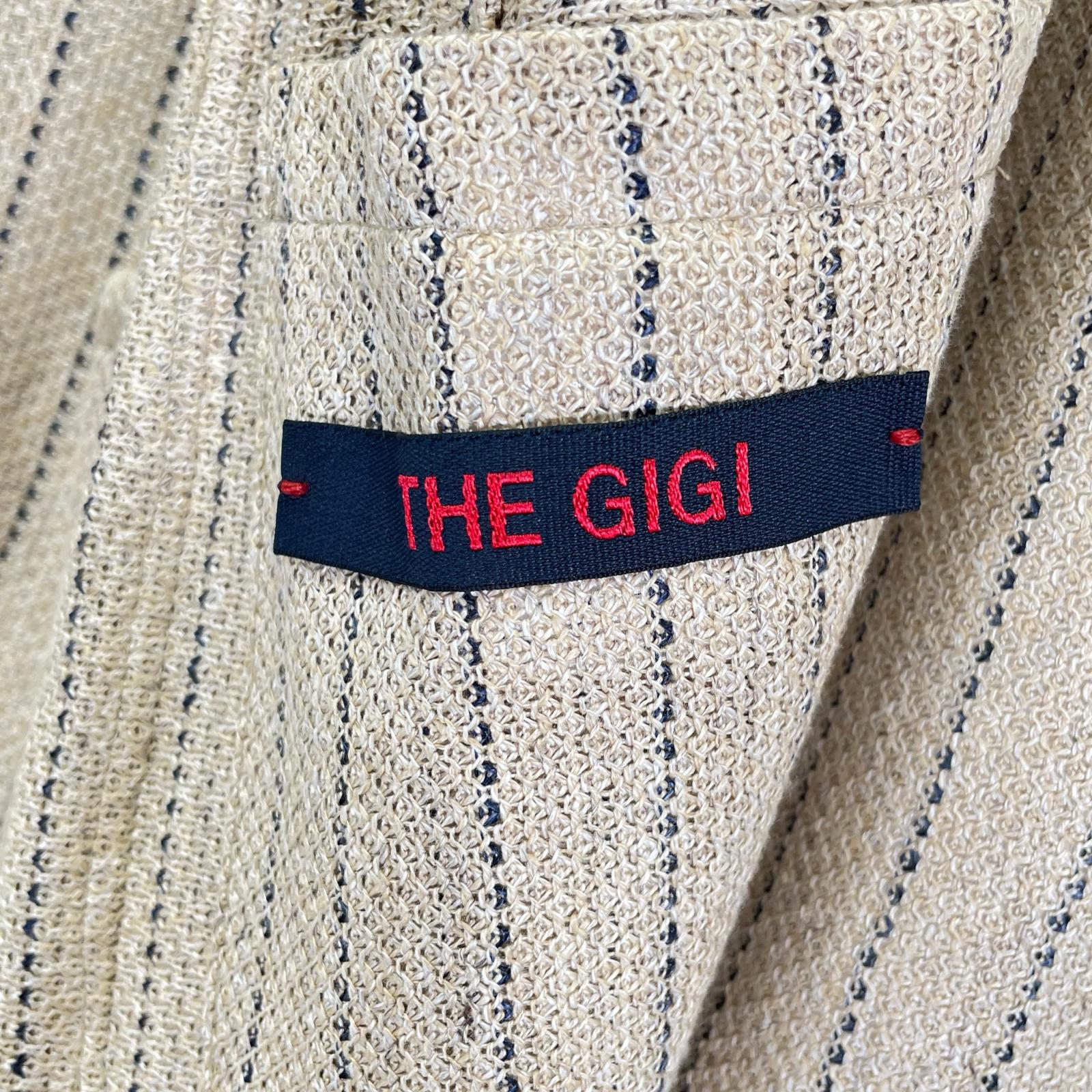 THE GIGI ザジジ M008/250 サンドベージュ リネン100 ZIGGY MI ストライプダブルブレストテーラードジャケット ジャケット