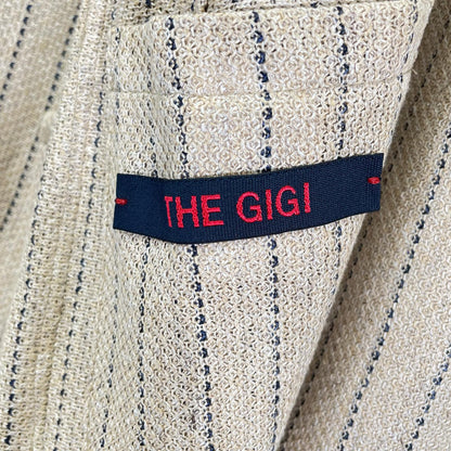 THE GIGI ザジジ M008/250 サンドベージュ リネン100 ZIGGY MI ストライプダブルブレストテーラードジャケット ジャケット