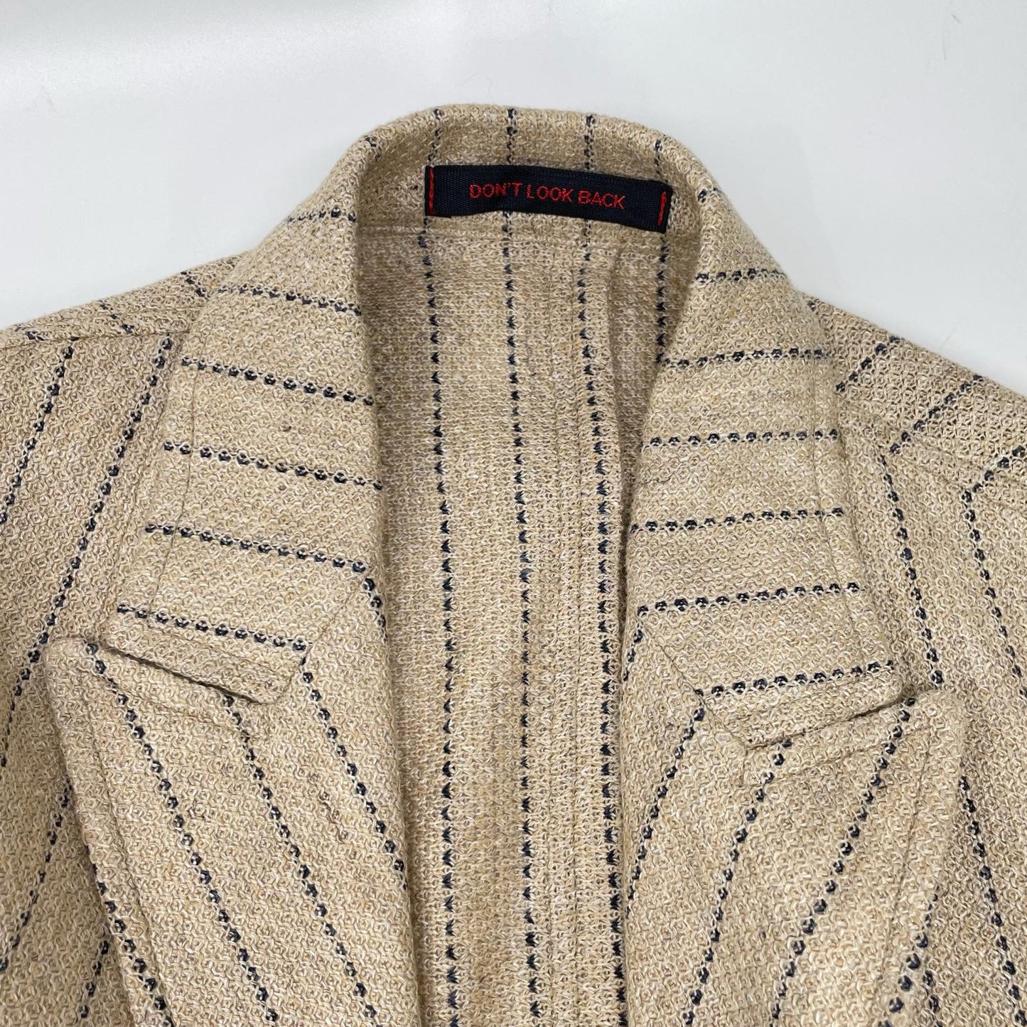 THE GIGI ザジジ M008/250 サンドベージュ リネン100 ZIGGY MI ストライプダブルブレストテーラードジャケット ジャケット