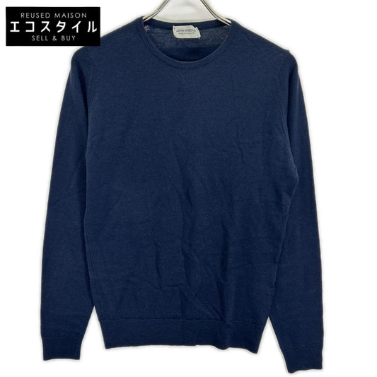 JOHN SMEDLEY ジョンスメドレー ネイビー ウール クルーネック 長袖 ニット トップス