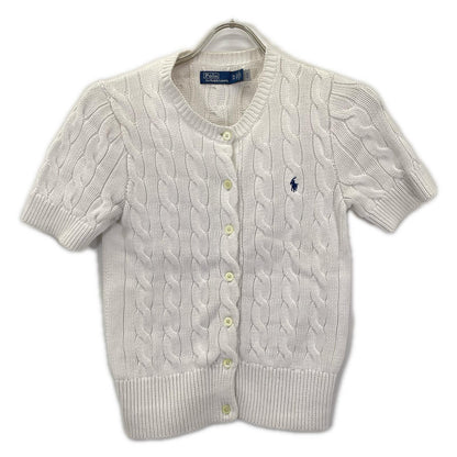 POLObyRalphLauren ポロラルフローレン ホワイト ケーブルニット ショートスリーブ カーディガン トップス